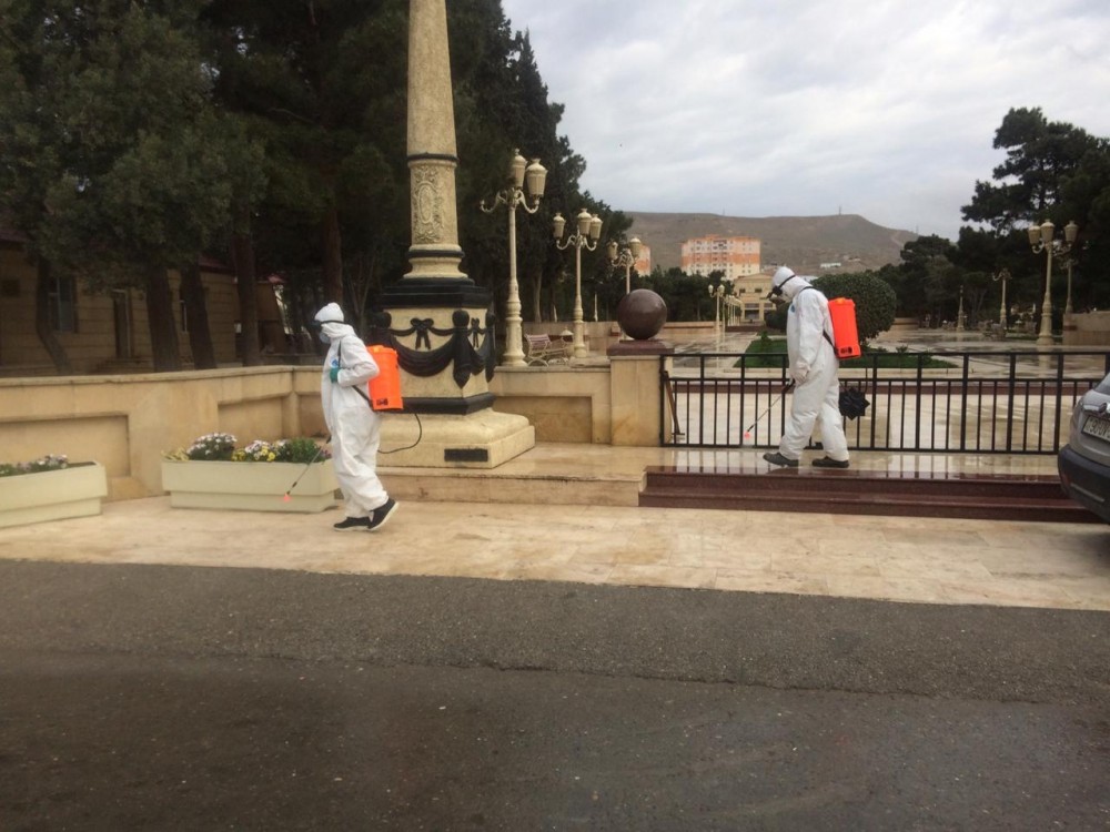 Qaradağda xüsusi karantin rejimi və dezinfeksiya işləri davam etdirilir - FOTOLAR